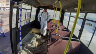 Kars'ta toplu taşıma araçları dezenfekte ediliyor